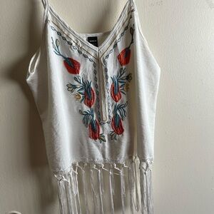 SHEIN White Camisole with Red and Blue Embroidery